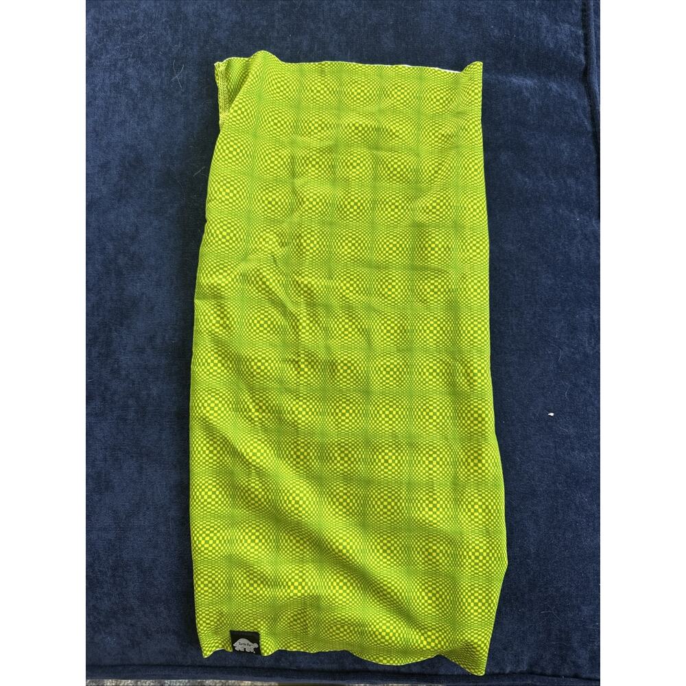Turtle Fur Double-layer Neck Warmer Fluorescent Lime Green Yellow Check 90s Run